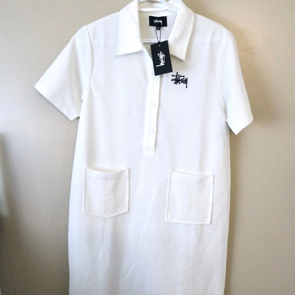 Stussy White Polo Shirt Dress